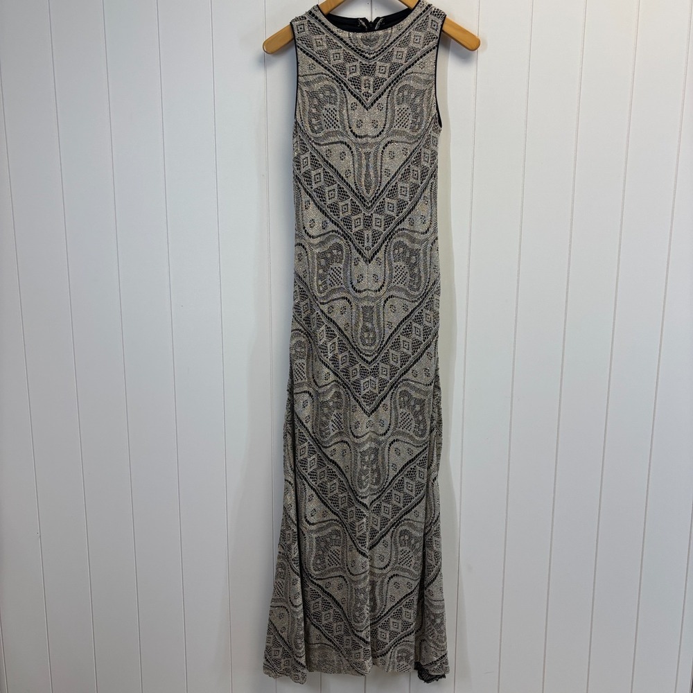 Vintage En Francais by Huey Waltzer Womens Shimmery Boho Maxi Dress Size 10 NYE